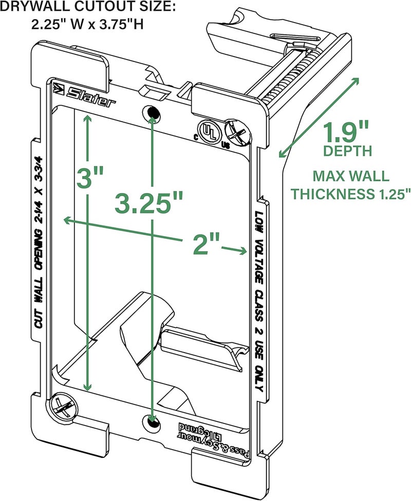 OnQ Legrand OnQ AC1010012PK Legrand- (2 Pack) Low Voltage Bracket, 1 Gang (Pack of 2), Gray - Image 5